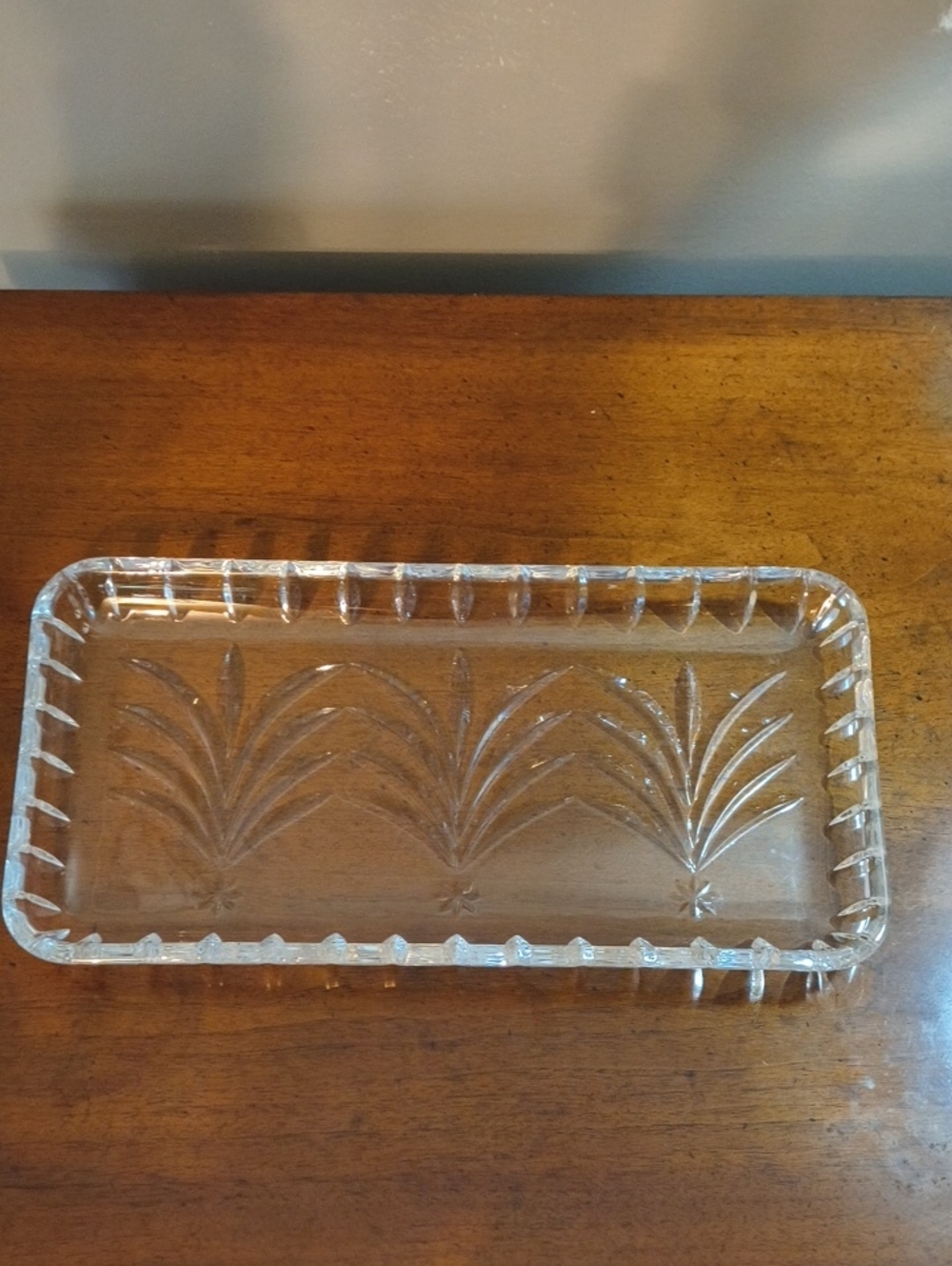 Vintage Cut Crystal 13x7 Serving Tray. Gorgeous! Substantial